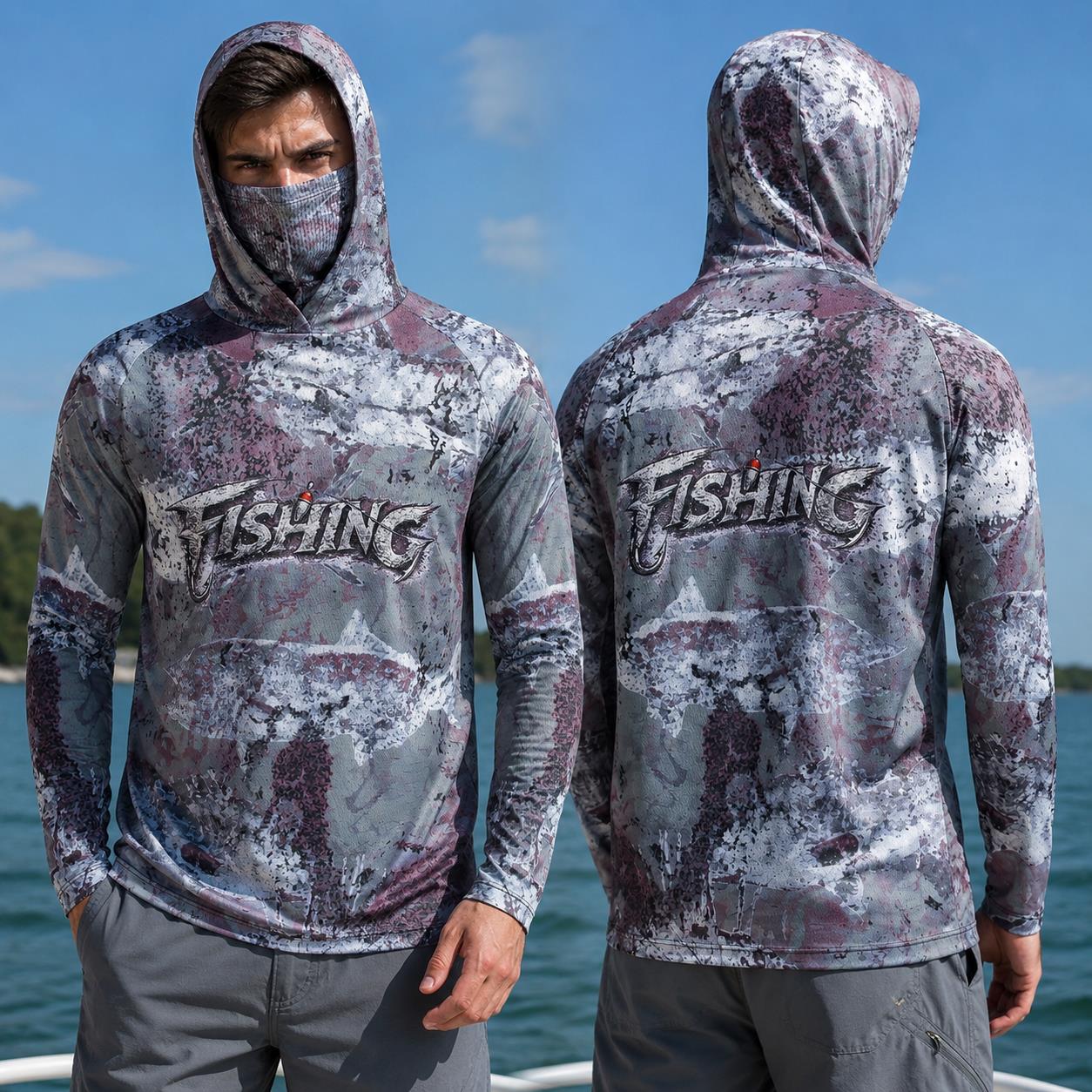 Fishing Shirt Hooded Men Fishi - Fishing Mask Sun Protection ulasan dan harga