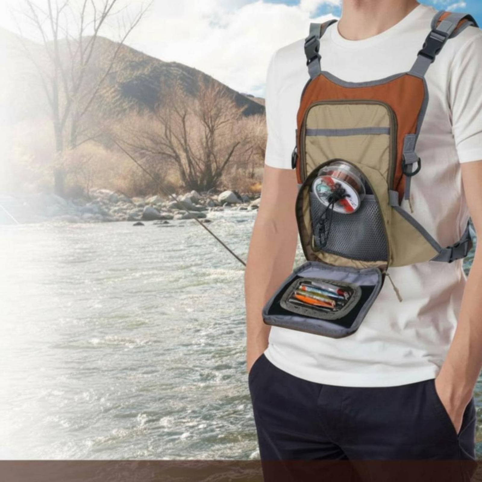Fishing Vest Fly Fishing Chest - Fishing Bag Waterproof ulasan dan harga