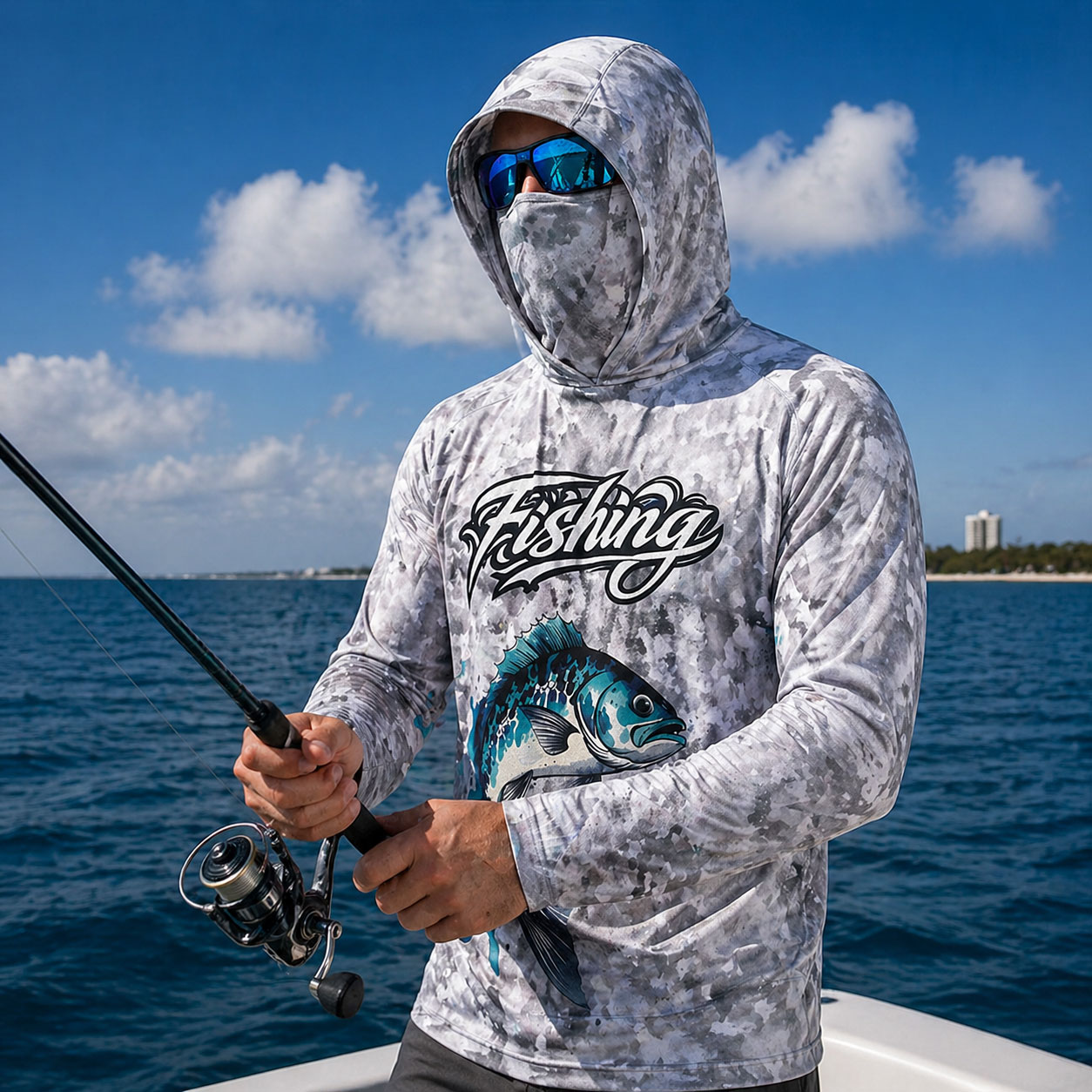 Fishing Shirt Hooded Men Fishi - Fishing Mask Sun Protection ulasan dan harga