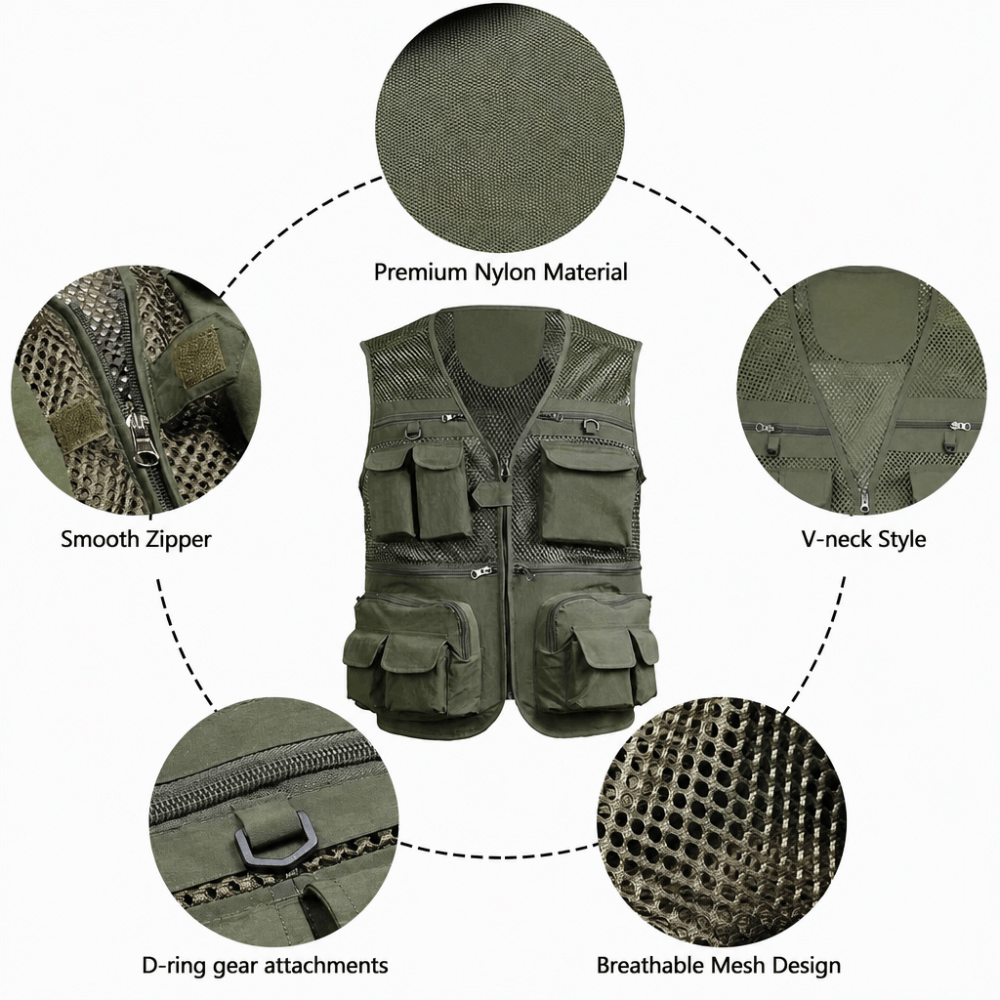 Durable with 16 Pockets Fishin - Fishing Vest ulasan dan harga